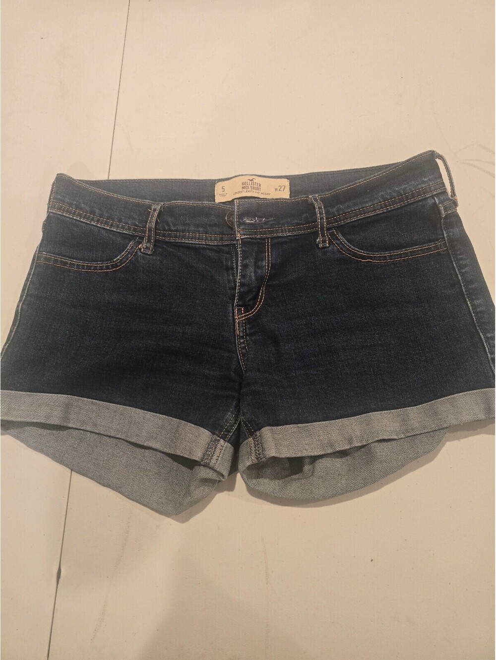 Hollister Dark Wash Midi Denim Shorts Size 5 W27